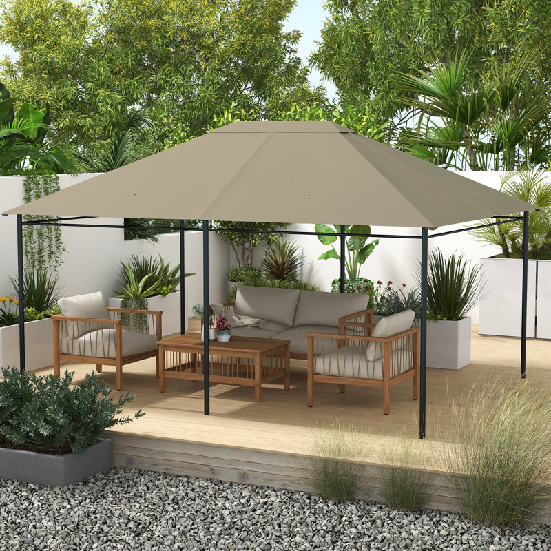 Toit de remplacement pour pavillon de jardin 10 pi x 13 pi, kaki protégé avec système de ventilation et de drainage - remplacement du pavillon extérieur,