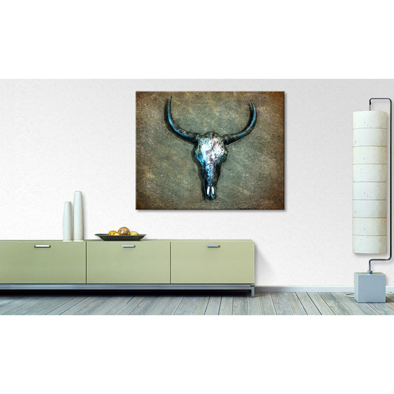 Buffalo Skull Wall Art Set on Canvas, 80cm H x 120cm W, 100% cotton canvas