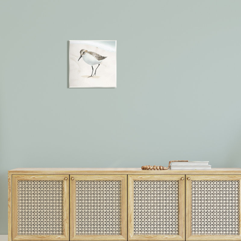 «Stepping Sandpiper Bird Ocean Shoreline Beach Scene» par Lucca Sheppard - impression sur panneau de fibres à densité moyenne