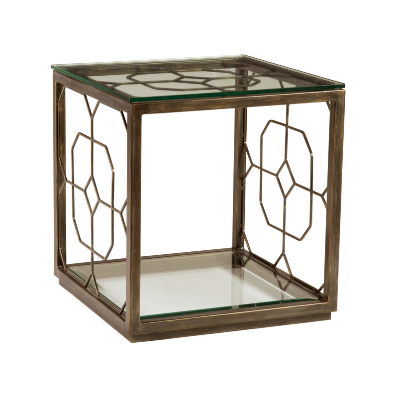 Table de bout carrée en métal Honeycomb, Renaissance