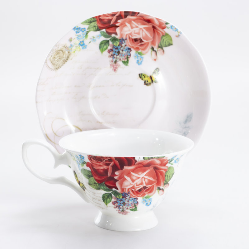 Ensemble de 2 tasses à thé et soucoupes Bone China