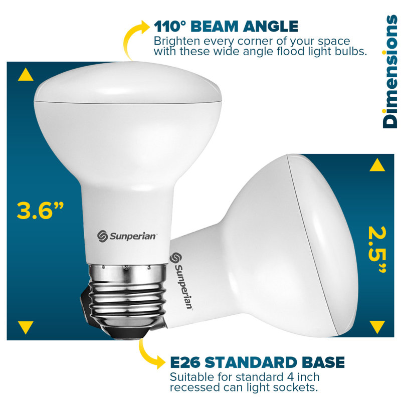6 watts (50 watts équivalents), DEL BR20, ampoule à intensité variable, blanc chaud (3000K) E26 / culot moyen (standard)