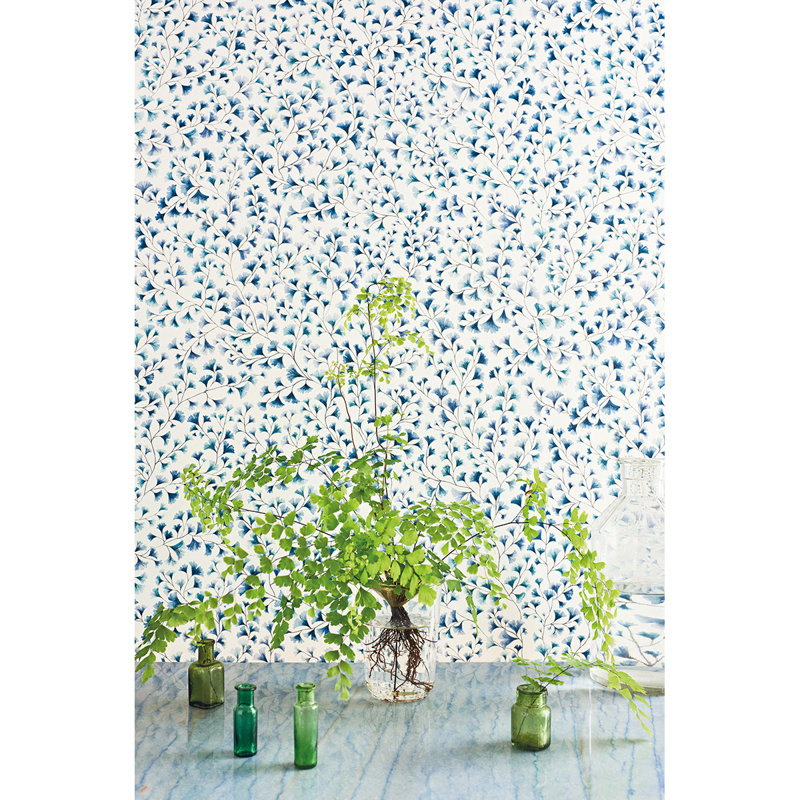 Floral Wallpaper Roll, Petrol/Blush