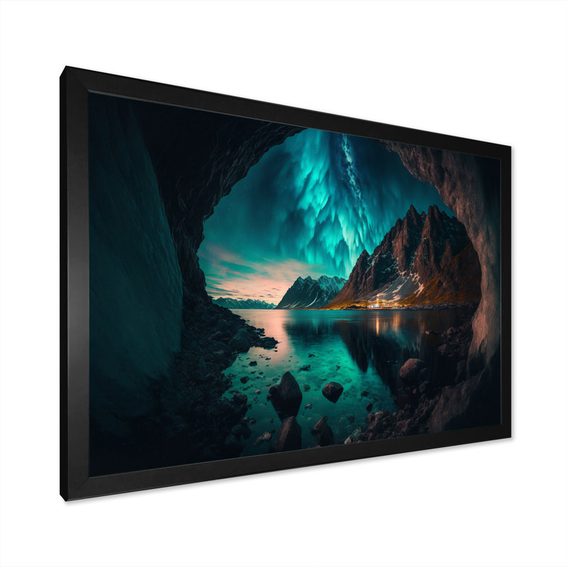 «Northern Lights Reflection On The Water II», reproduction sur toile, H 12 po x l 20 po x P 1 po, Cadre photo noir