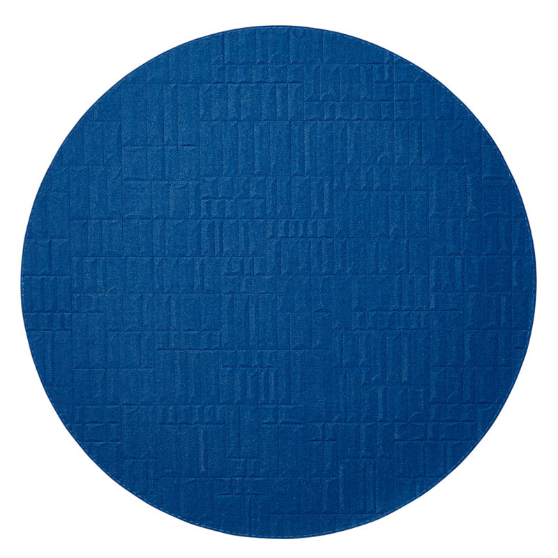 Chequer Vinyl Round Placemats, Cobalt Blue/White