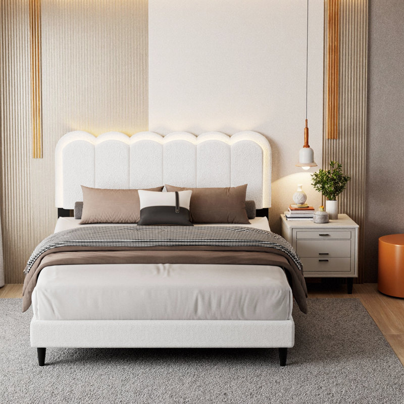 Structure de lit tête de lit Lambswool Petal, Lit double