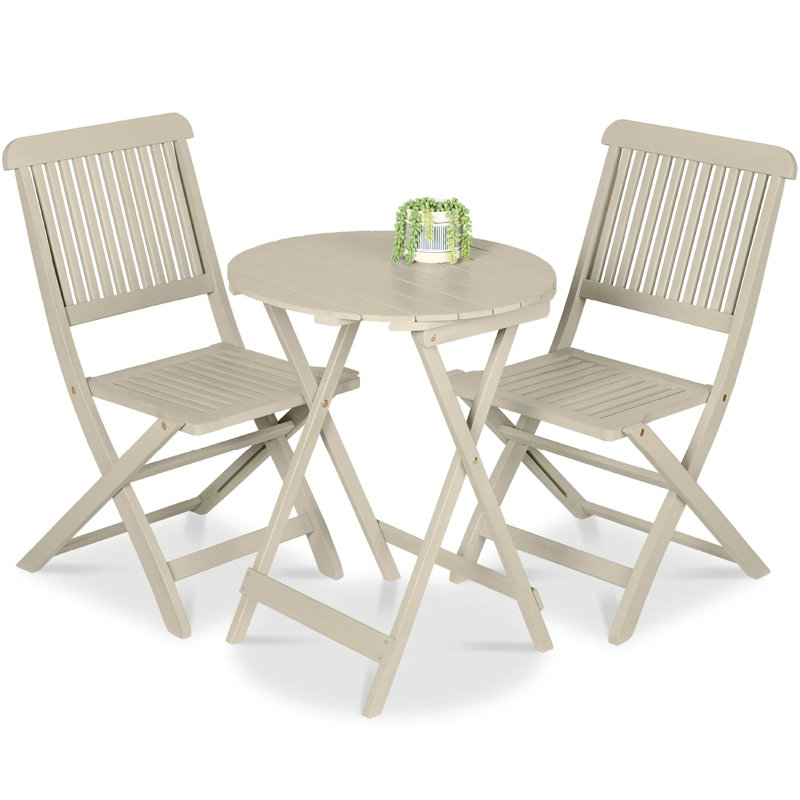 Wood Bistro Set, Cream