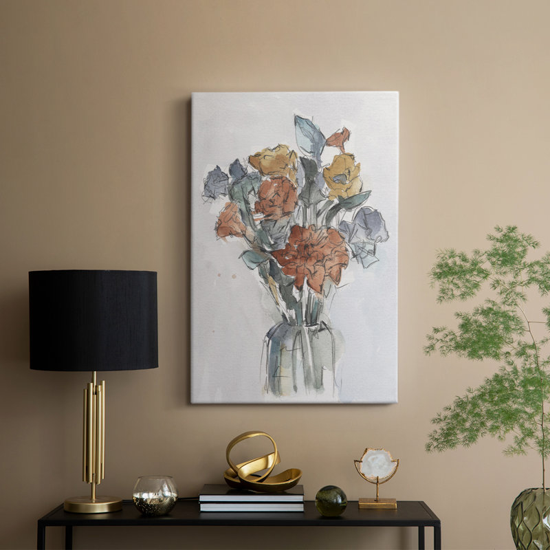 Aquarelle, arrangement floral I - galerie Cavas sur mesure, H 36 po x l 24 po