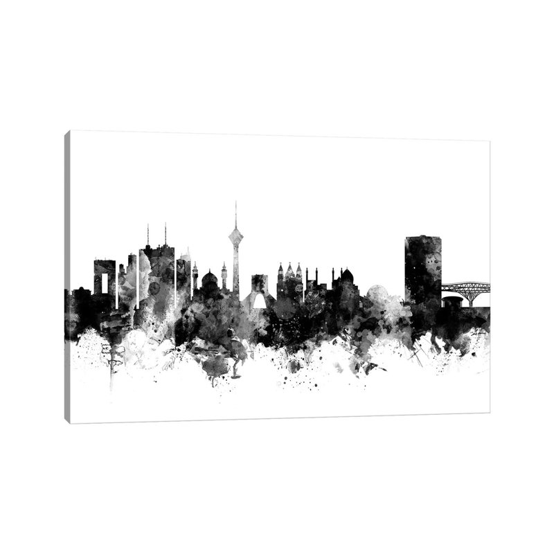 Tehran, Iran In Black And White by Michael Tompsett - Wrapped Canvas Gallery-Wrapped Canvas Giclée