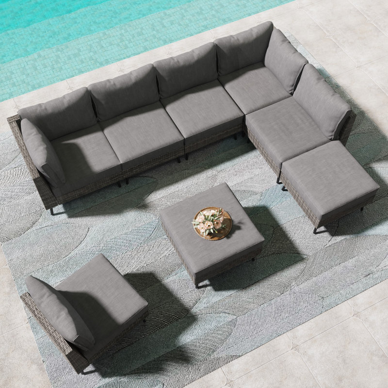 Greysun 8 - Person Modular Patio Conversation Set with Cushions, Gray