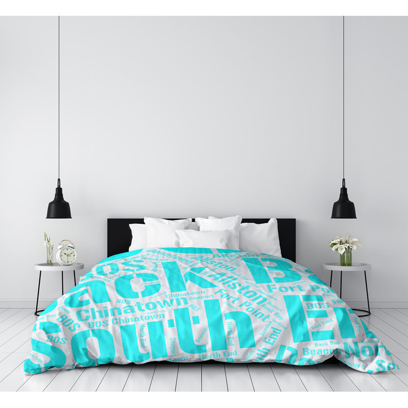 Modern & Contemporary Polyester Box Stitch Comforter, Twin Comforter, Cyan