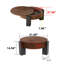Table basse ronde de 33 pouces, style Wabi-Sabi moderne, placage de noyer et noir mat
