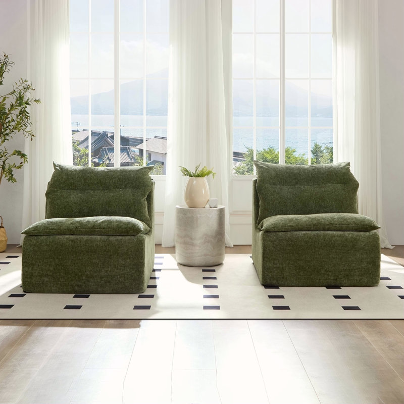 Méridienne à 3 places en polyester vert avec dossier, entièrement compressée pour le confort du salon et de la chambre à coucher