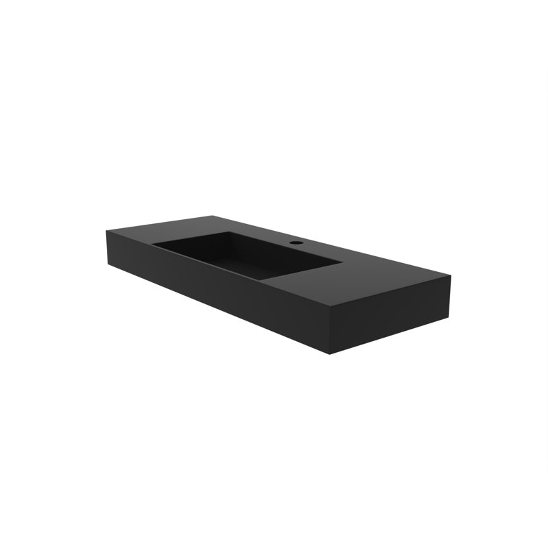 Meuble-lavabo simple mural de 48 po Boyter, Noir