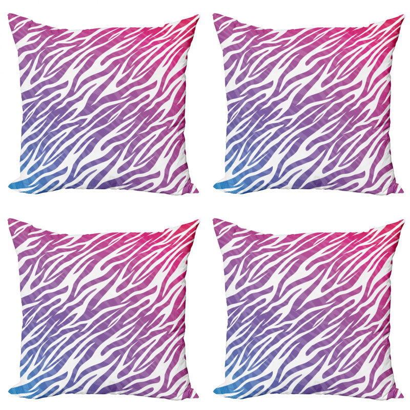 Ensemble de 4 taies décoratives Ambesonne Zebra, 18" x 18"
