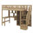 Wooden Twin Size Elevated Bed Featuring Desk, LED Lights, Storage Racks-2126561122