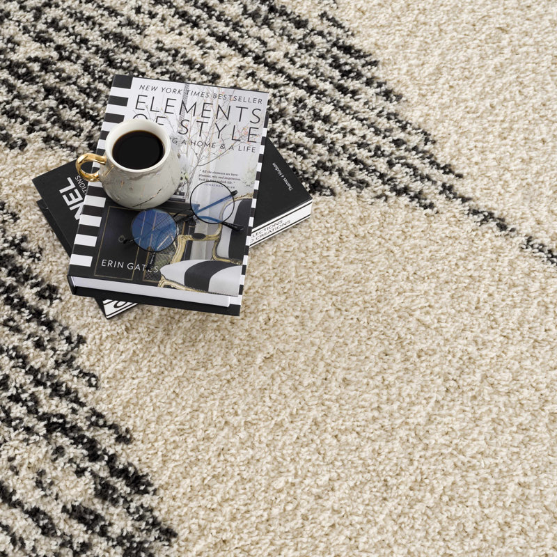 Gray and Beige Geometric Synthetic Runner Rug 2'7" x 10'