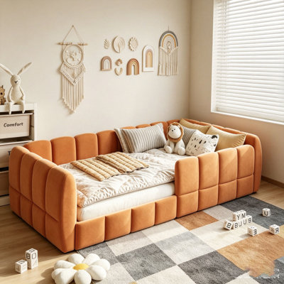 Velvet Upholstered Floor Bed