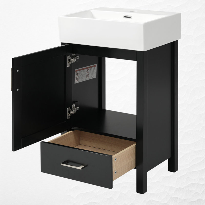 20.2" Sink Vanity with Top and Drawer, Black