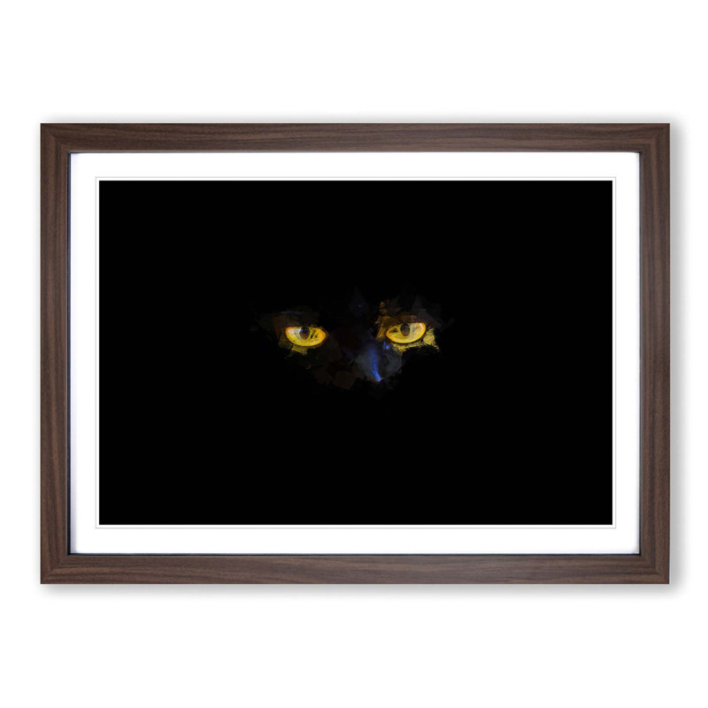 Eyes of a Cat in Abstract - Picture Frame Graphic Art Print, 62cm H x 87cm W x 2cm D, Walnut Framed
