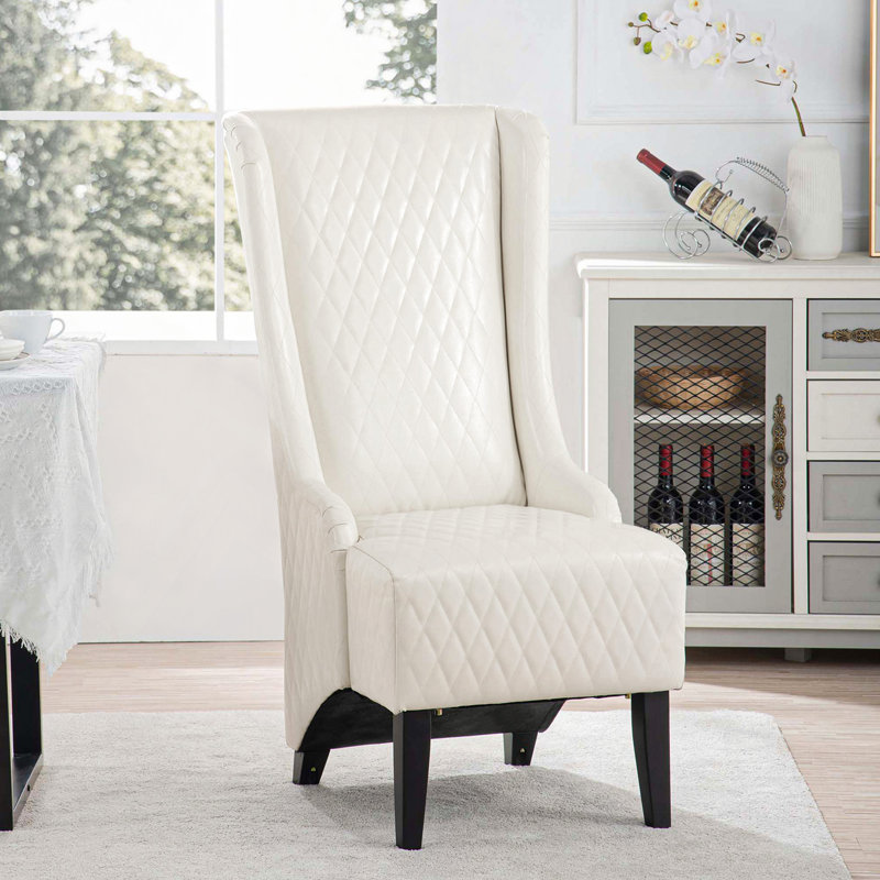 Rivah Upholstered Wingback Chair, White Faux Leather, 1 