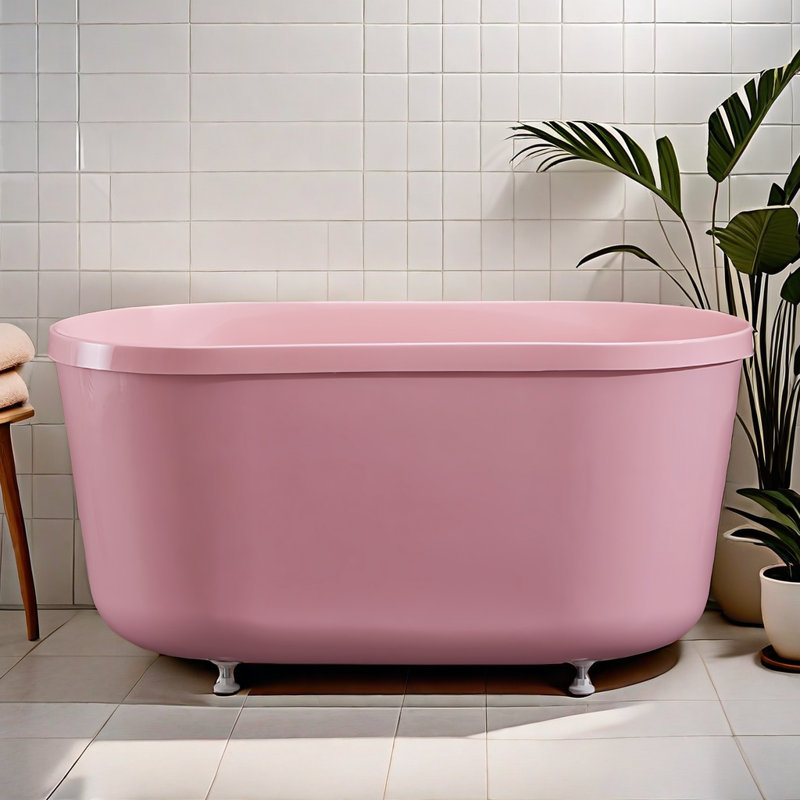 61.42'' W 23.62'' H Tub & Shower Kit, Pink