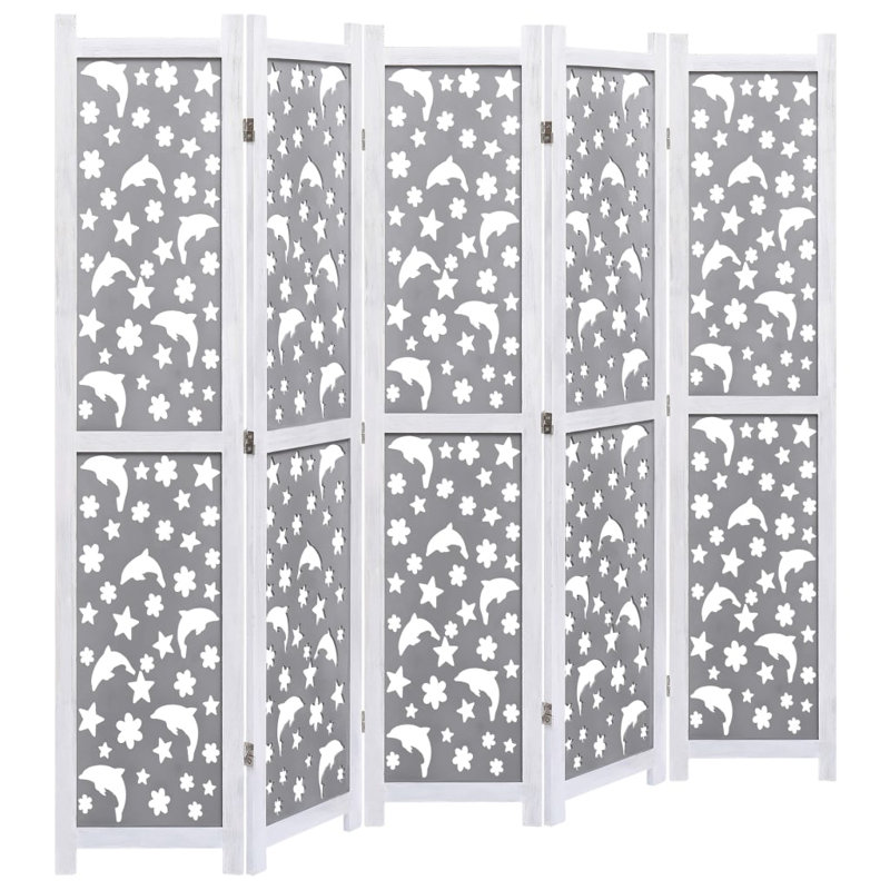 Room Divider Folding Privacy Screen for Room Separation Solid Wood, 5