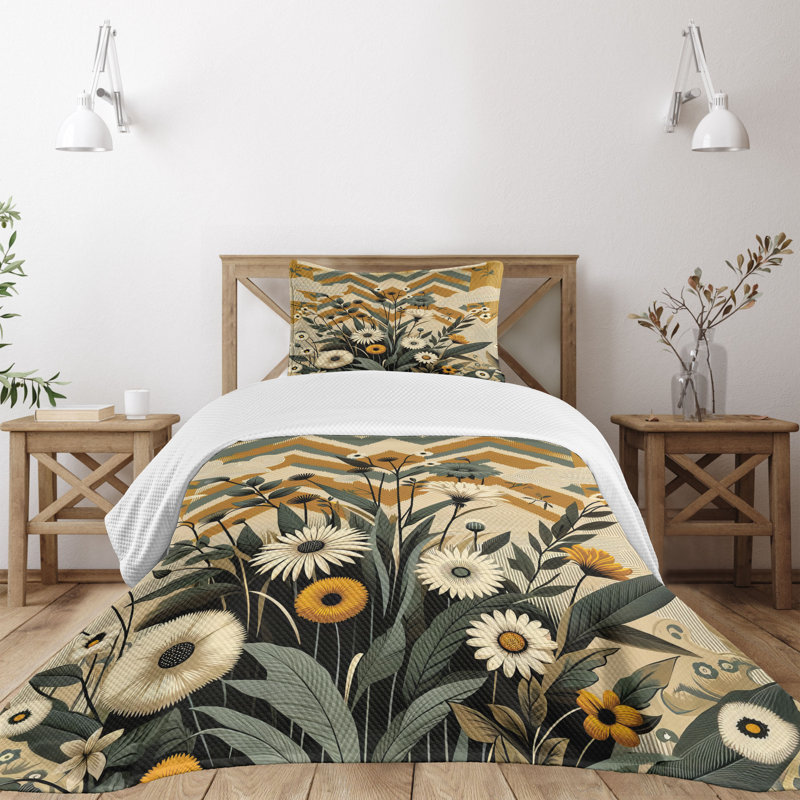 Polyester Floral Coverlet, Twin Coverlet / Bedspread + 1 Standard Sham
