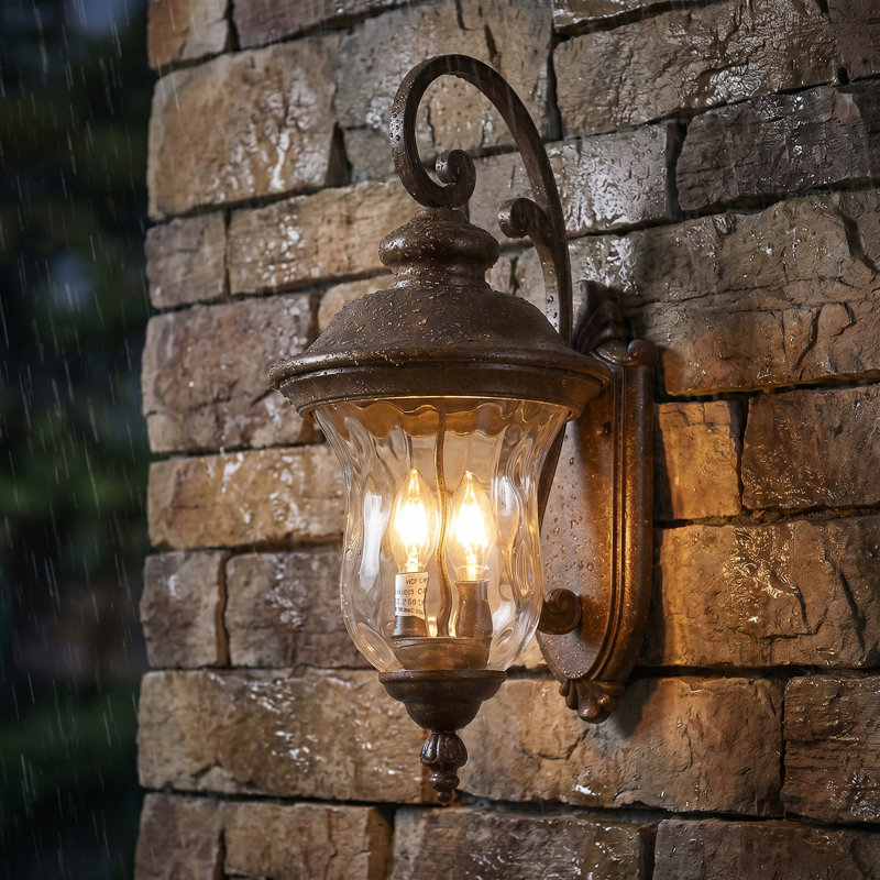 2 Light Classic Royal Bronze Outdoor Wall Lantern with Clear Glass