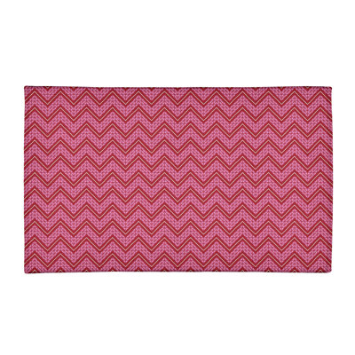Tapis rose/rouge à chevrons fait main