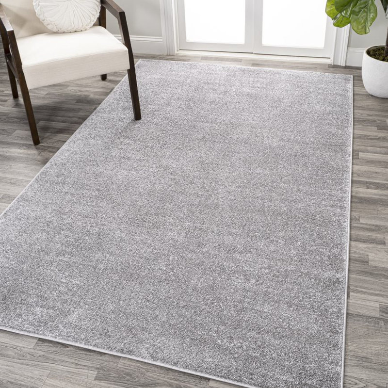 Asal Haze Solid Low-Pile Gray Rug, Rectangle 5' x 8'