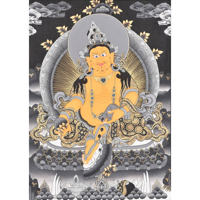 Le dieu bouddhiste tibétain de la richesse - Kubera | Couleur arc acrylique sur toile