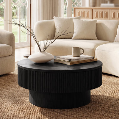 Round Drum Coffee Table with Storage