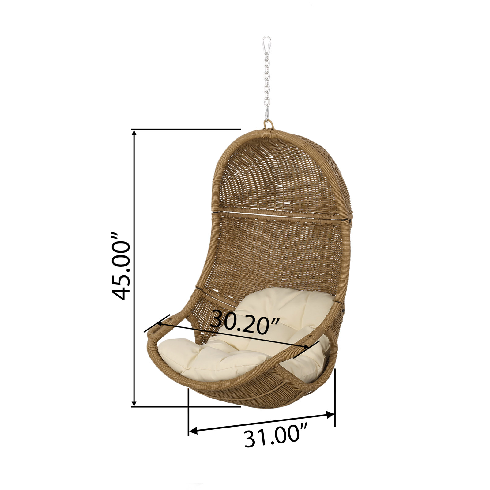 Fresno Rattan Outdoor Swing Chair, Beige