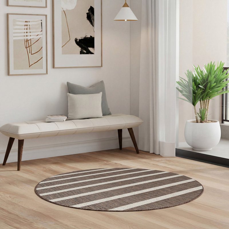  Tapis moderne ivoire naturel rond 4 pi x Positano, Round 4'