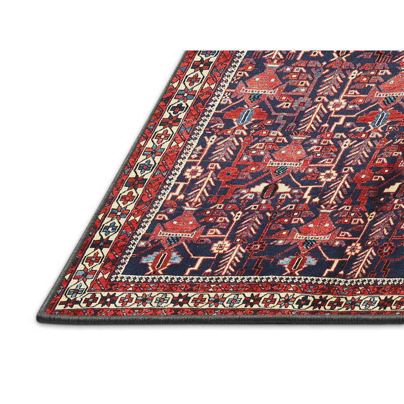 Tapis oriental rouge et bleu, Rectangle 5 pi x 8 pi