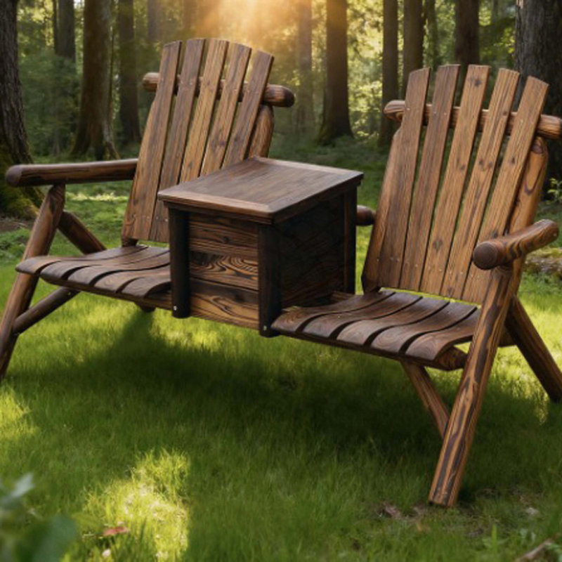 Causeuse double en bois Adirondack avec seau à glace