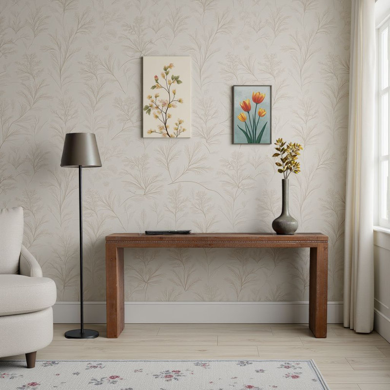 64" Retro Solid Wood Console Table - Narrow Sofa Table Behind Couch (Entryway Hallway Table with Waterproof Top)