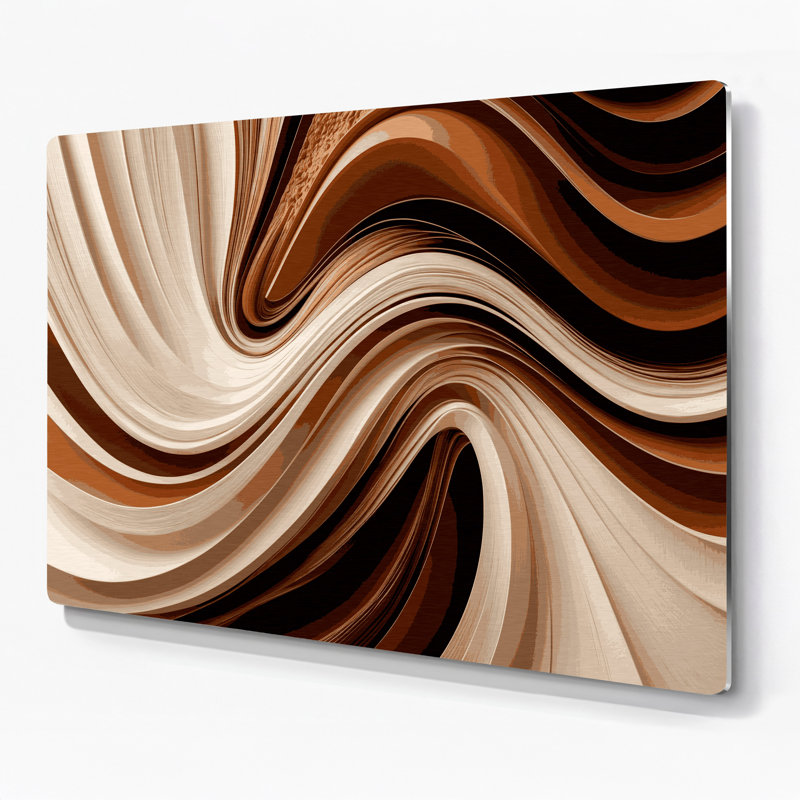 Gradient abstrait 34, art mural en métal beige, H 12 po x l 18 po