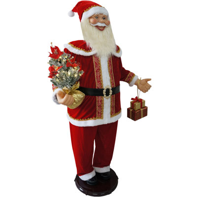 Fraser Hill Farm 58-in. Dancing Santa Claus Animatronic with Gift Sack and Teddy Bear