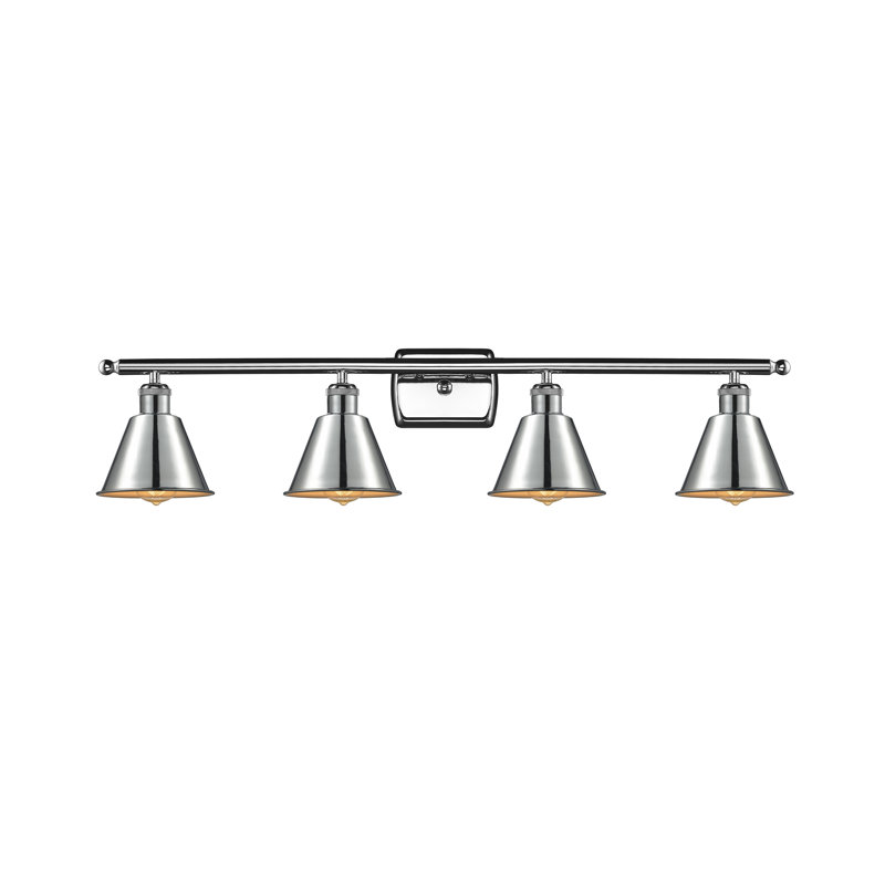 Éclairage de salle de bain à intensité variable 4 lumières Dallyn, Chrome poli, Ampoule non incluse, Laiton antique