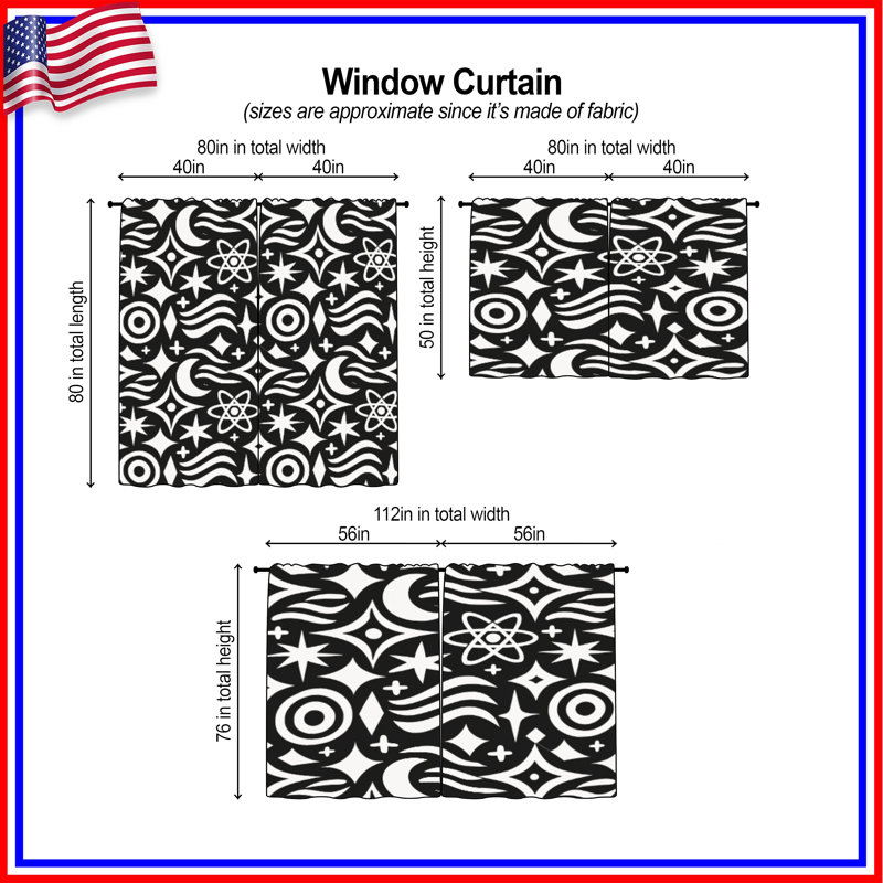 Rideaux obscurcissant noir et blanc Cosmos, 112 po x 78 po - 2 panneaux, Room Darkening