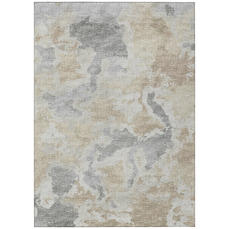 Washable Abstract Indoor / Outdoor Rug, Rectangle 10' x 14'