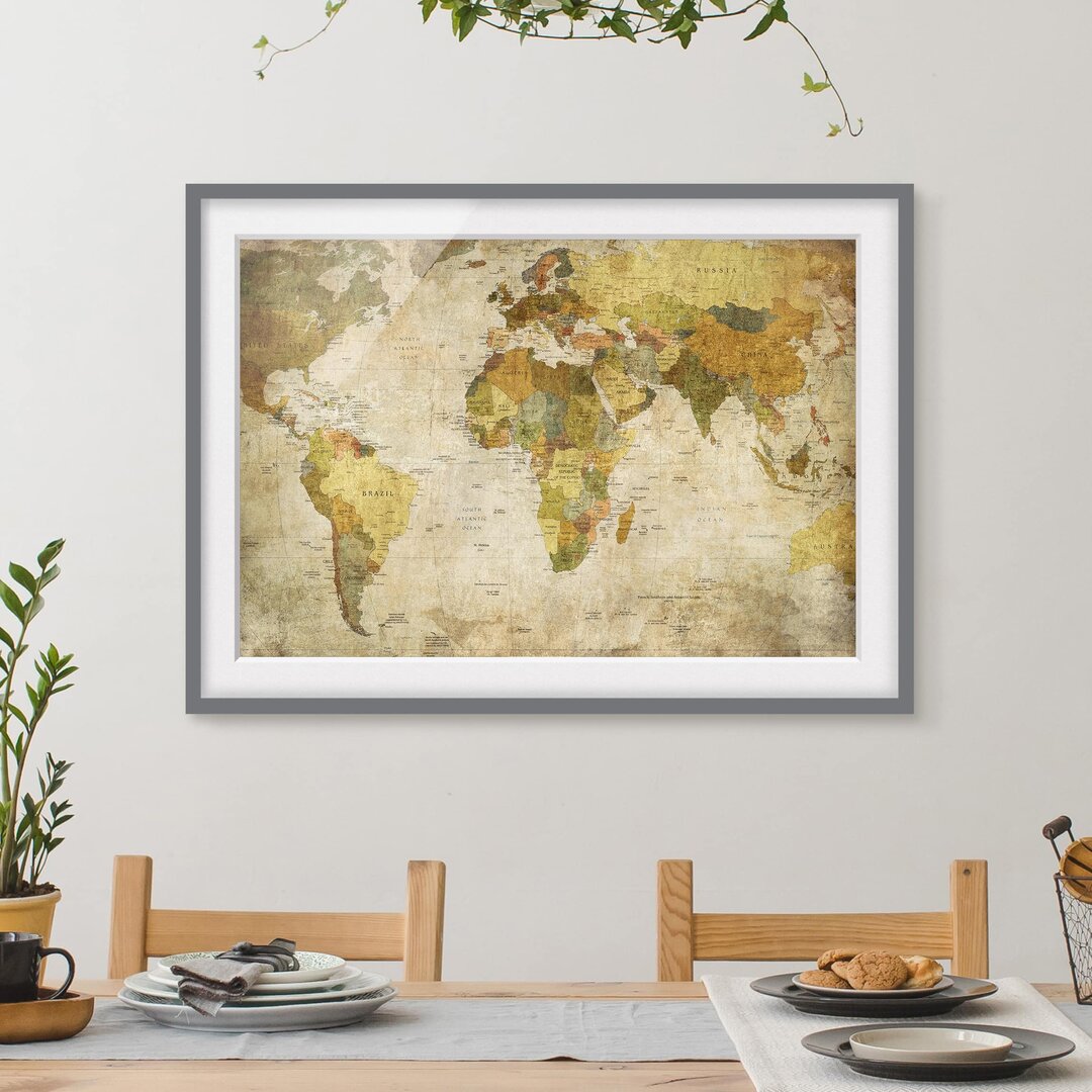 Gerahmtes Poster World Map