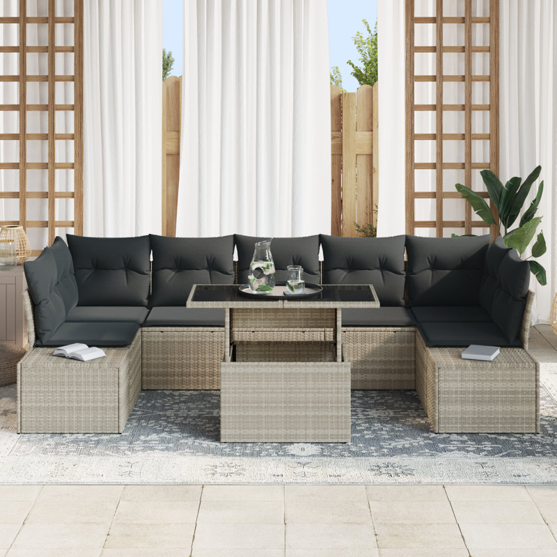 289cm Wide Patio Sofa with Cushions