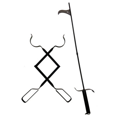 2PC Log Grabber Steel Fireplace Tool