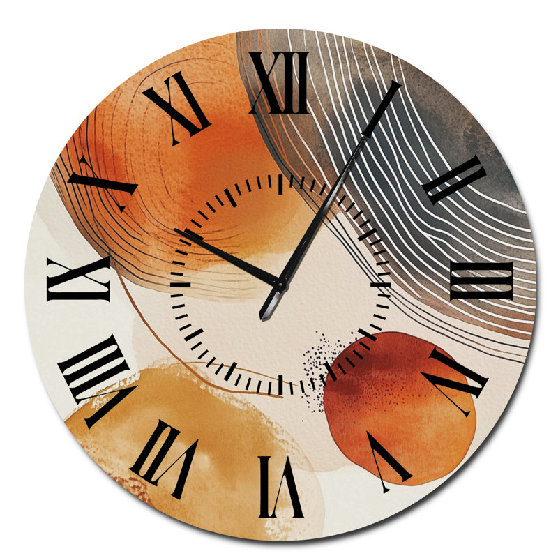Horloge murale Boho Terracotta Pulse III - Bohème orange, Surdimensionné