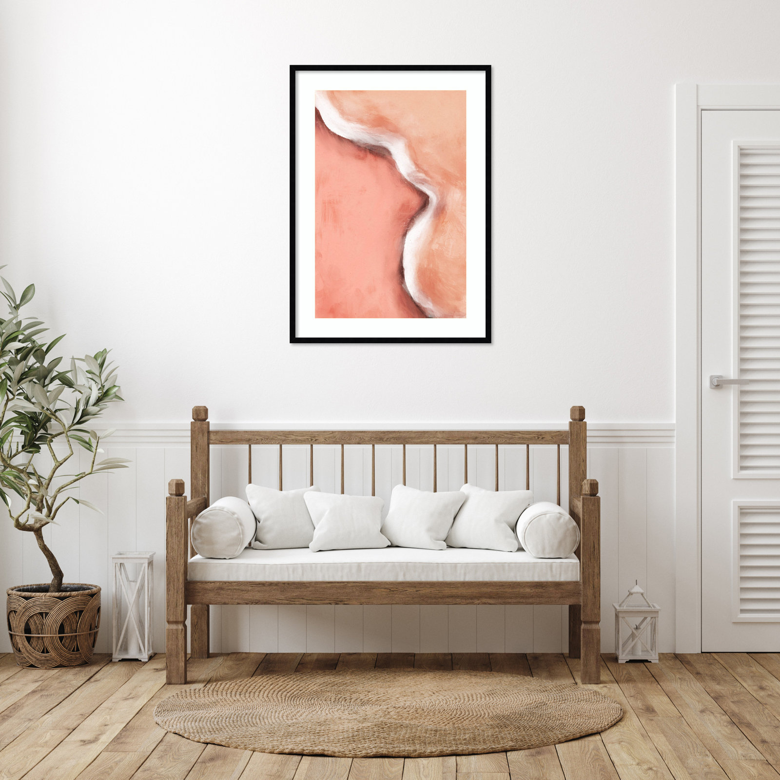 Galya "Peachy Wave" Print by Treechild, Black, 41" H x 30" W