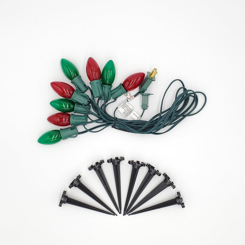 Red and Green LED Pathway Lights Multipack with Plastic Stakes