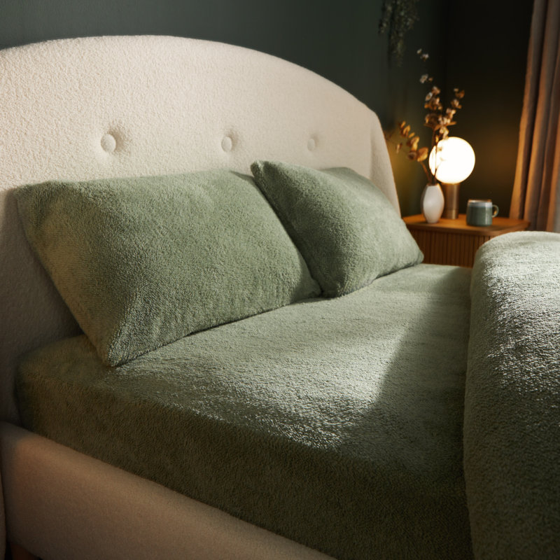 Silentnight Cosy Teddy Fleece Fitted Sheet, Kingsize (5'), Green
